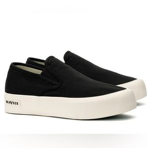 SeaVees Baja Slip On Platform Sneaker Black Suede Womens Size 7